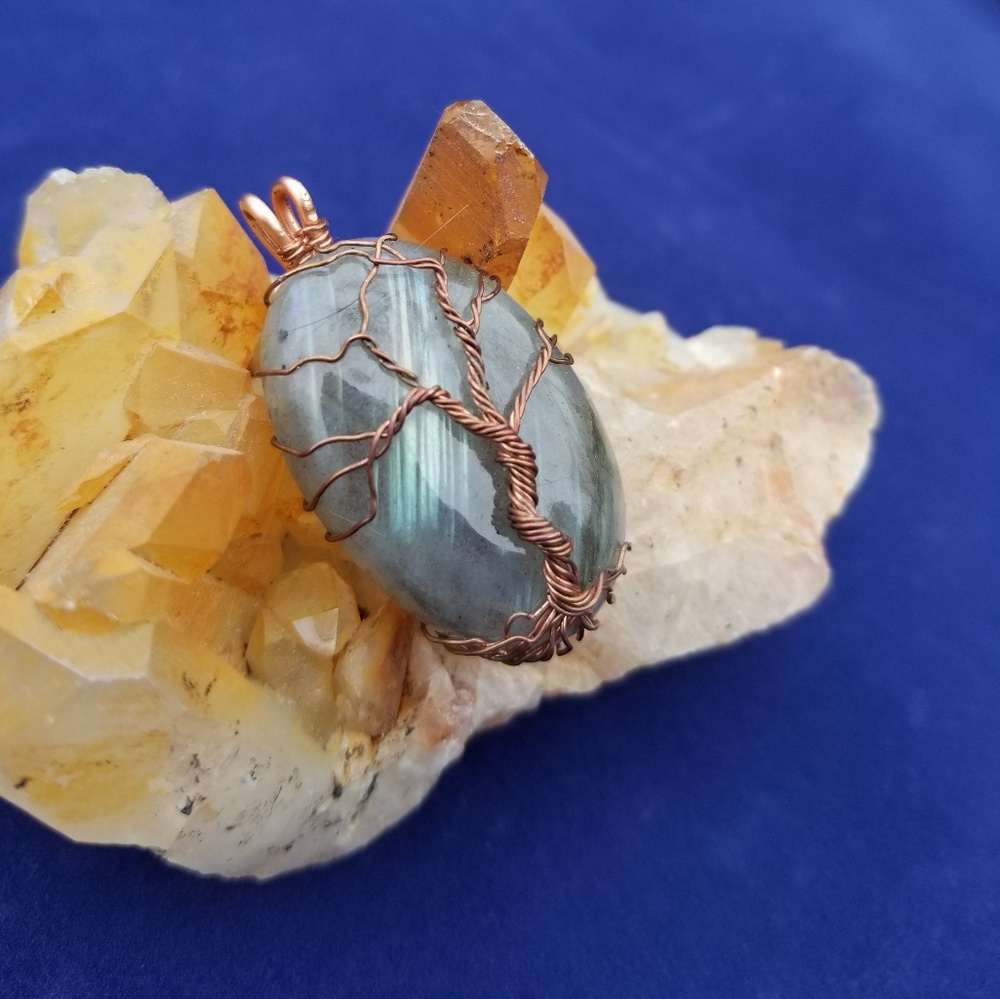 Tree of life on labradorite pendant